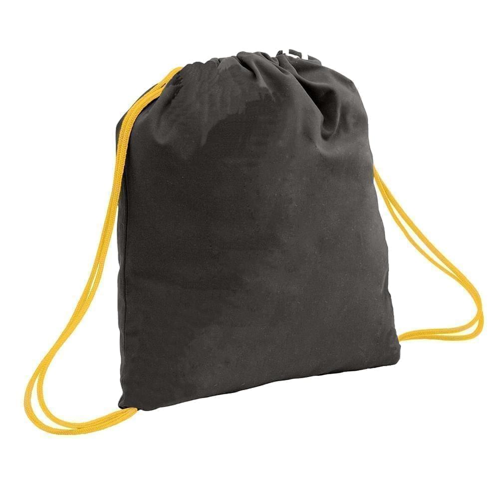 USA Made 200 D Nylon Drawstring Backpacks, Black-Gold, 2001744-TO5