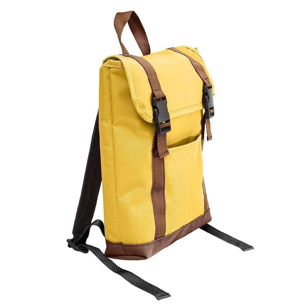 USA Made Poly Small T Bottom Backpacks, Gold-Brown, 2001921-A4S