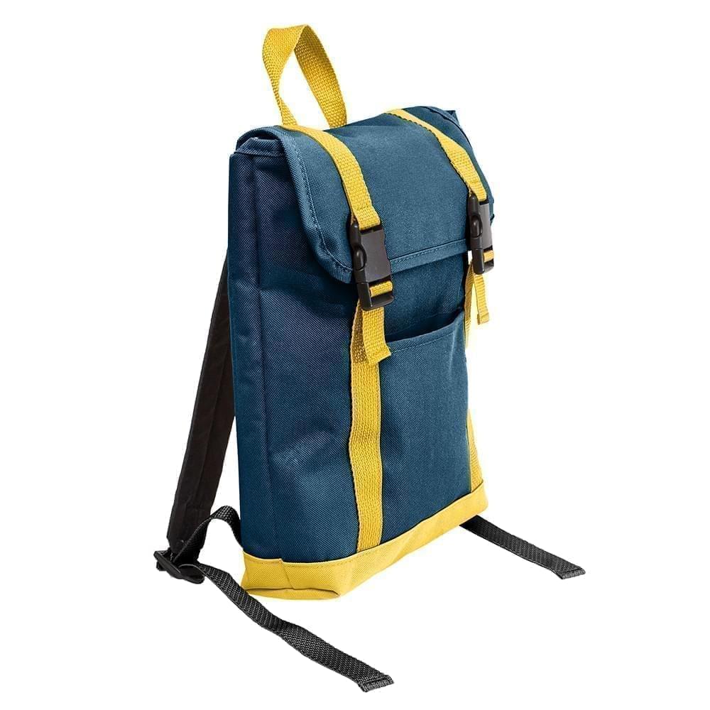 USA Made Canvas Small T Bottom Backpacks, Navy-Gold, 2001921-AC5