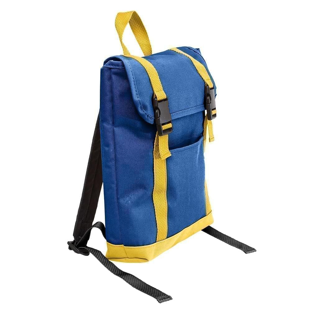 USA Made Canvas Small T Bottom Backpacks, Royal-Gold, 2001921-AF5