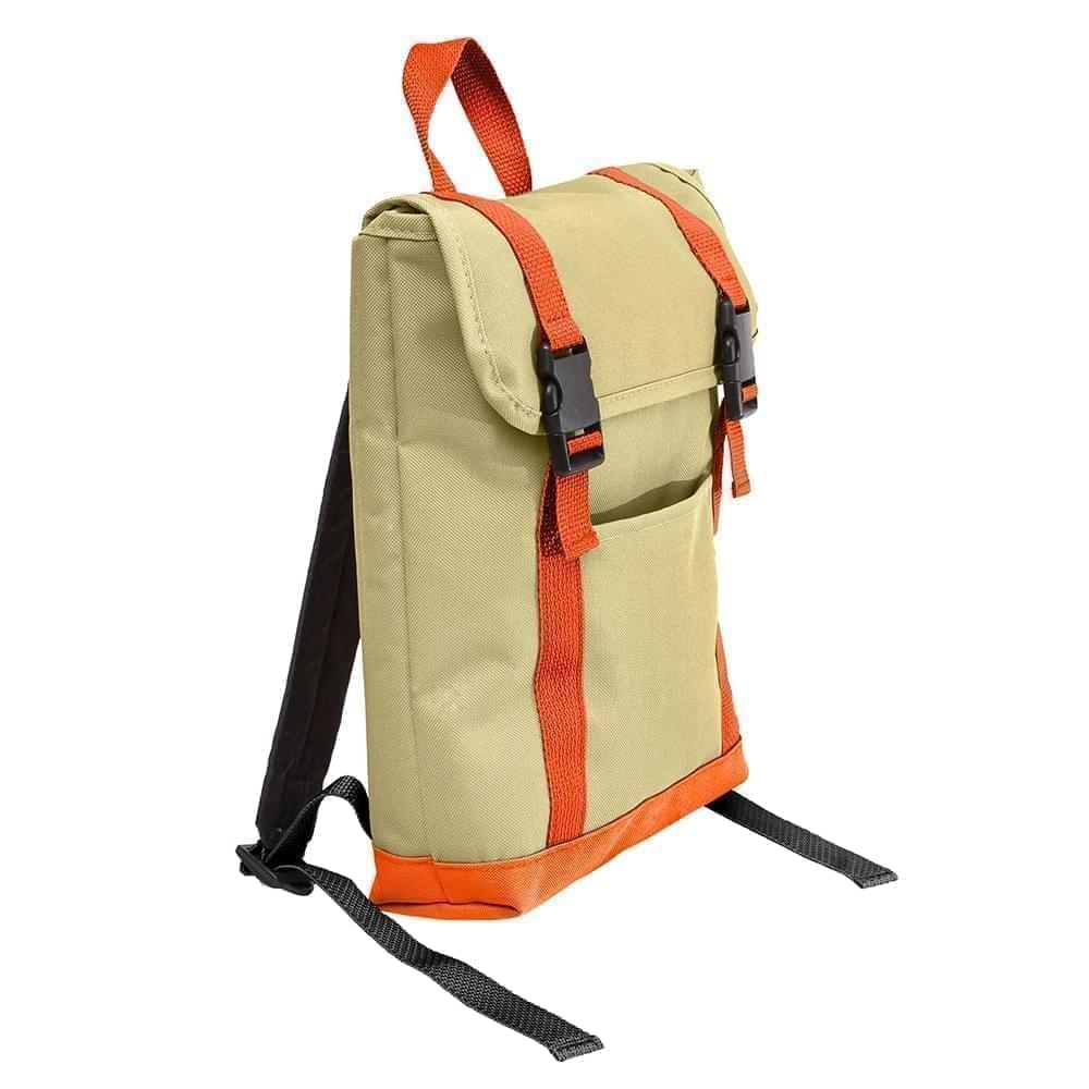 USA Made Canvas Small T Bottom Backpacks, Natural-Orange, 2001921-AK0