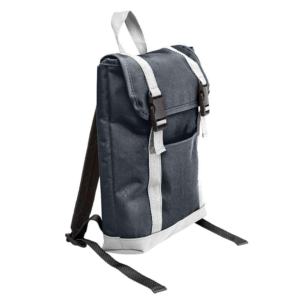 USA Made Poly Small T Bottom Backpacks, Black-White, 2001921-AO4