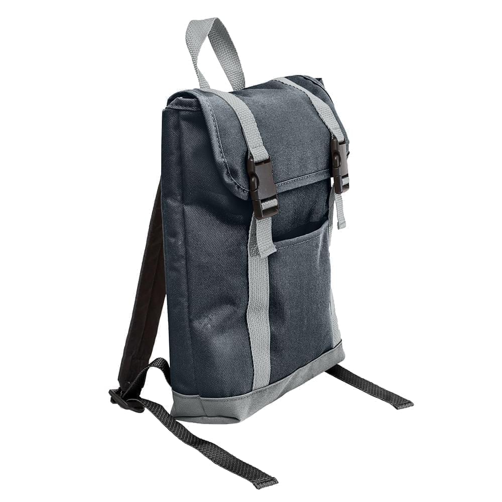 USA Made Poly Small T Bottom Backpacks, Black-Gray, 2001921-AOU