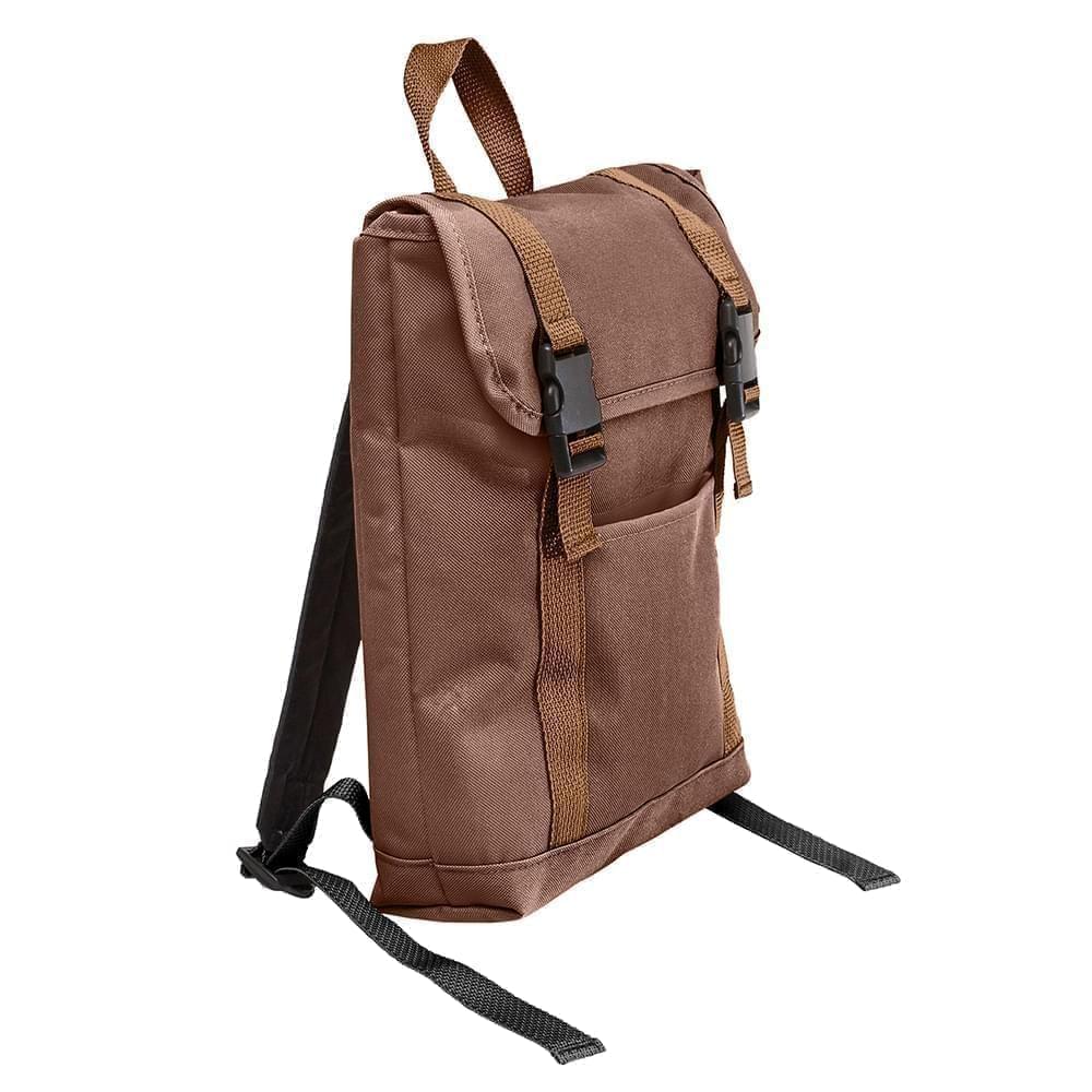 USA Made Poly Small T Bottom Backpacks, Brown-Brown, 2001921-APS
