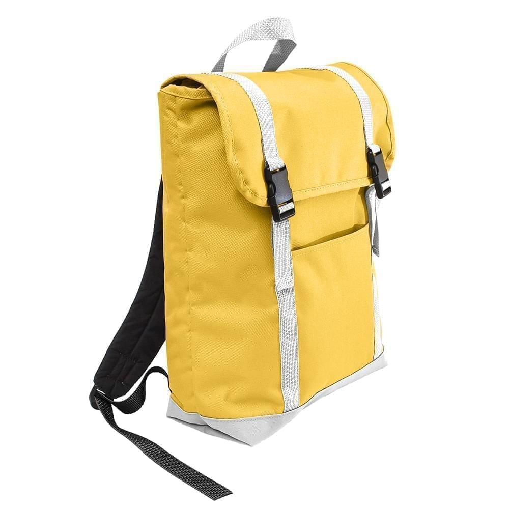 USA Made Poly Large T Bottom Backpacks, Gold-White, 2001922-A44