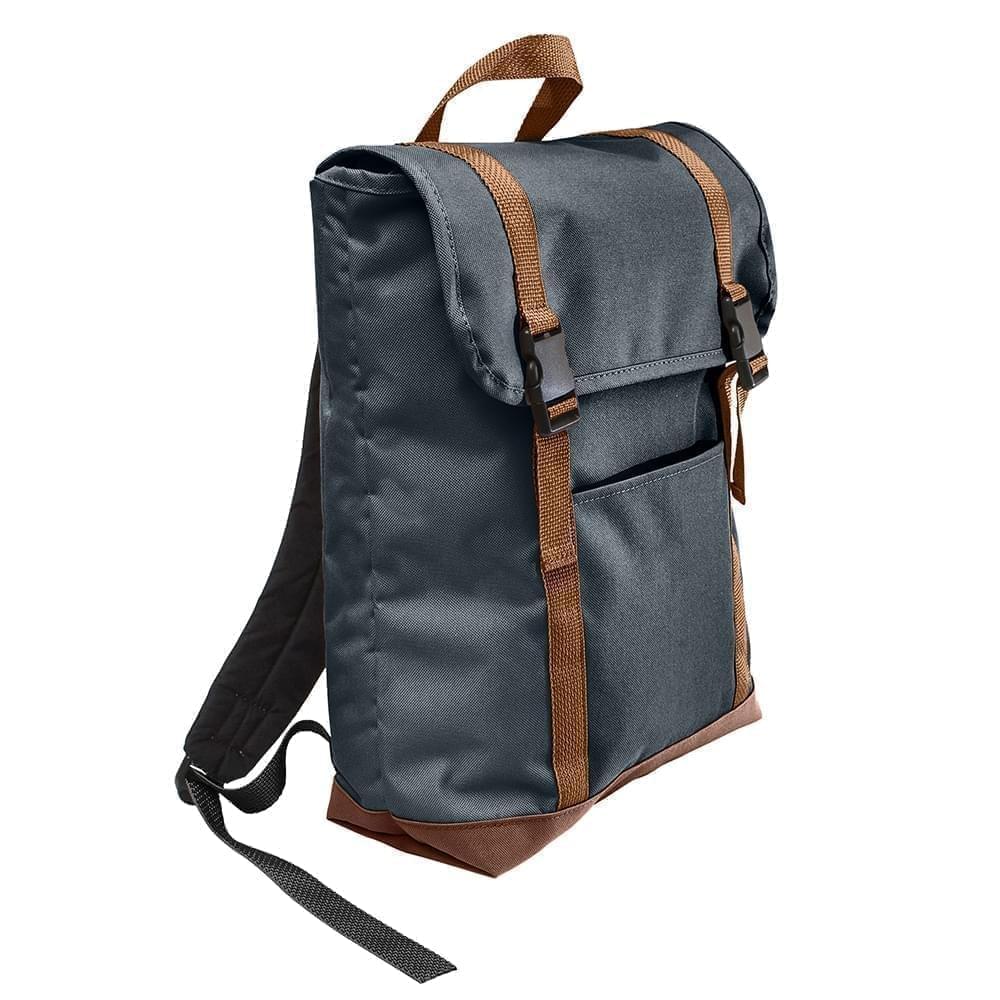 USA Made Poly Large T Bottom Backpacks, Black-Brown, 2001922-AOS
