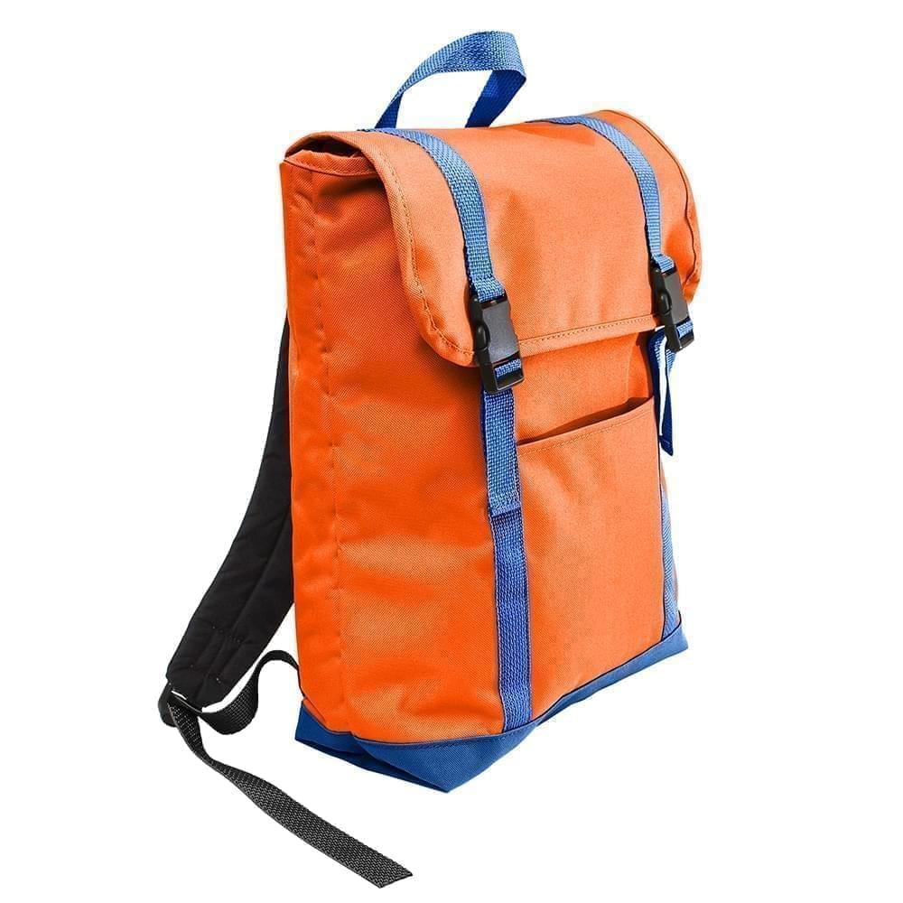 USA Made Poly Large T Bottom Backpacks, Orange-Royal, 2001922-AX3