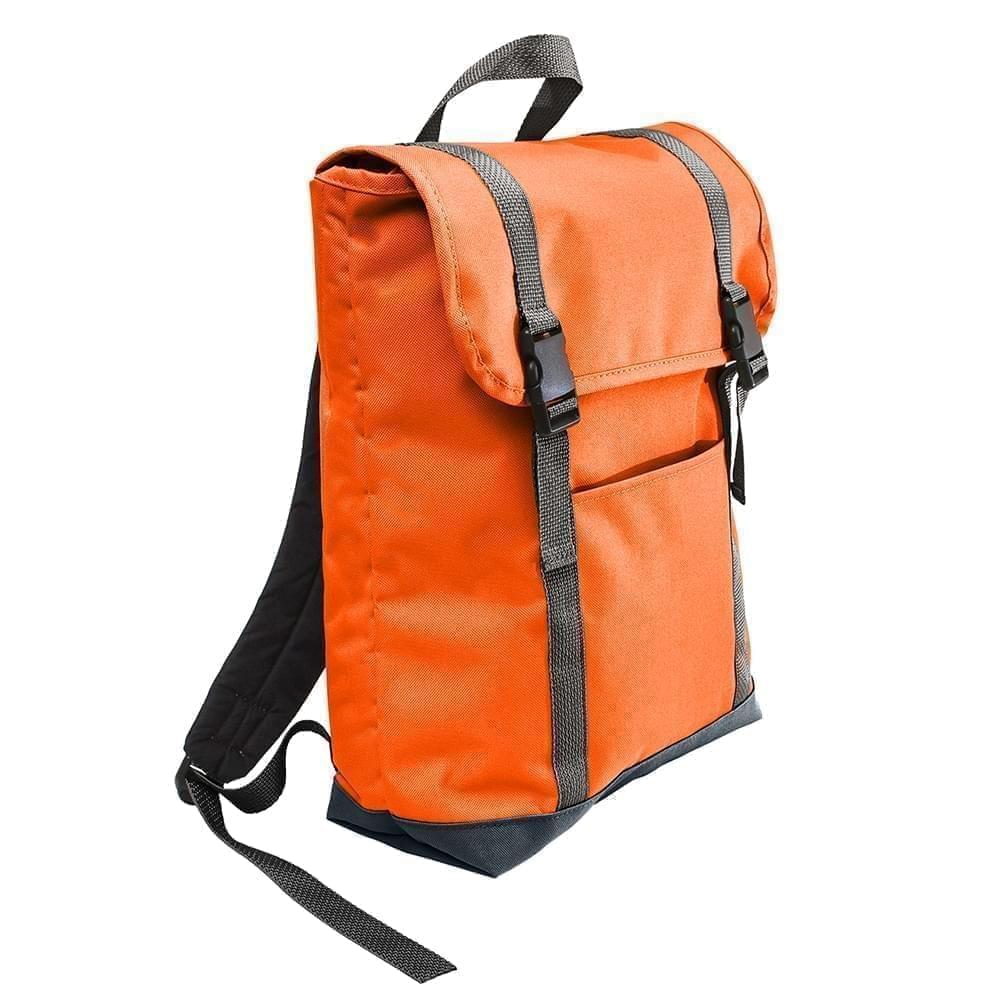 USA Made Poly Large T Bottom Backpacks, Orange-Black, 2001922-AXR