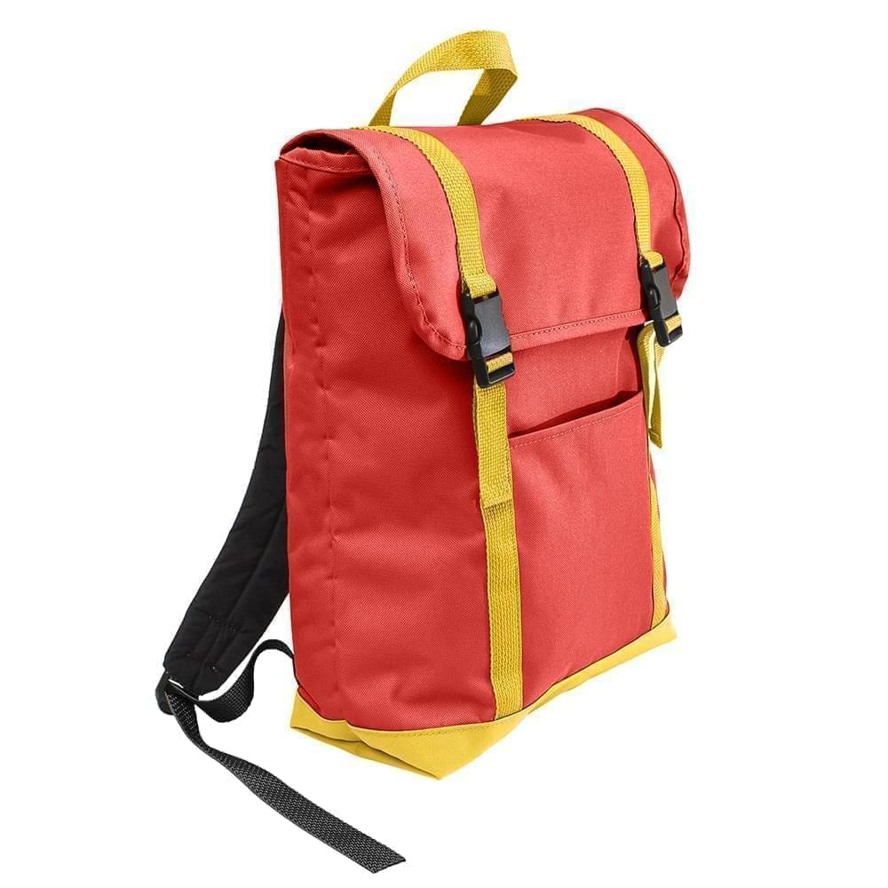 USA Made Poly Large T Bottom Backpacks, Red-Gold, 2001922-AZ5