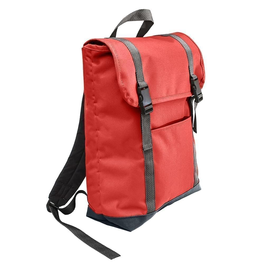 USA Made Poly Large T Bottom Backpacks, Red-Black, 2001922-AZR