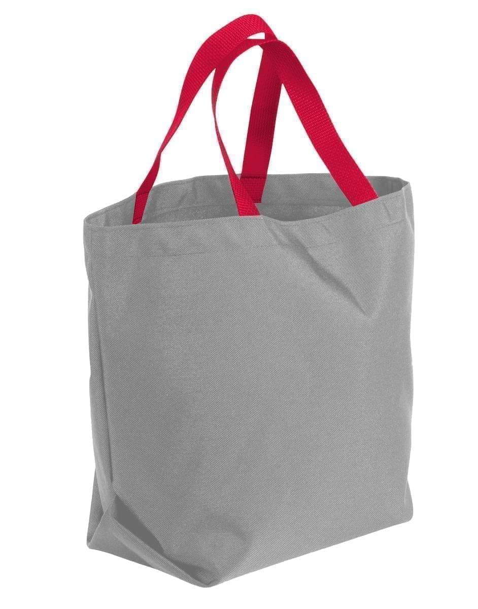 USA Made Poly Convention Expo Tote Bags, Grey-Red, 2BAD31UA12