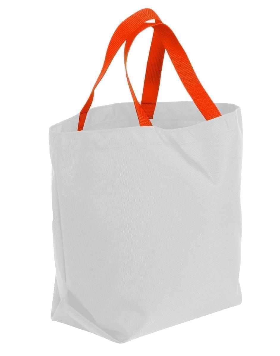 USA Made Poly Convention Expo Tote Bags, White-Orange, 2BAD31UA30