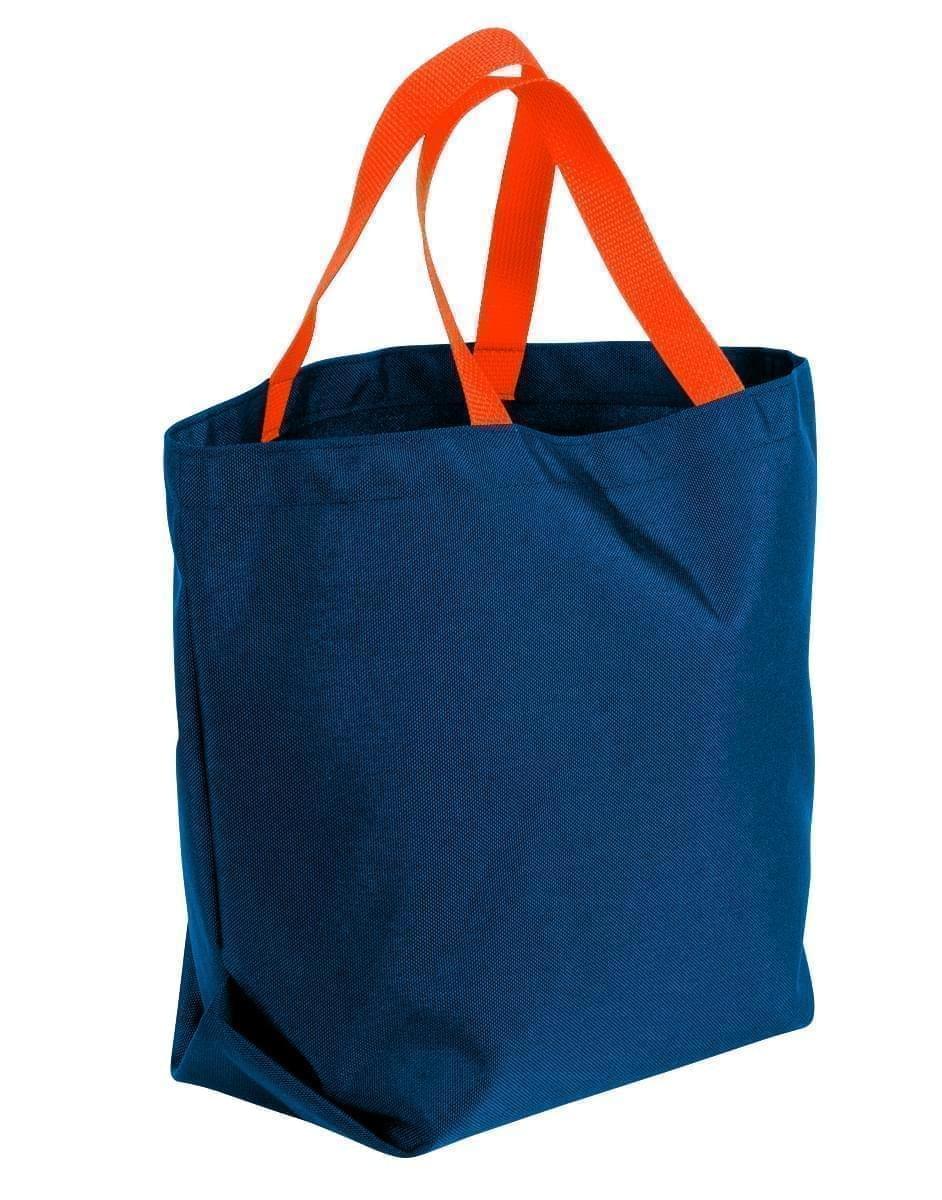 USA Made Canvas Grocery Tote Bags, Navy-Orange, 2BAD31UAC0