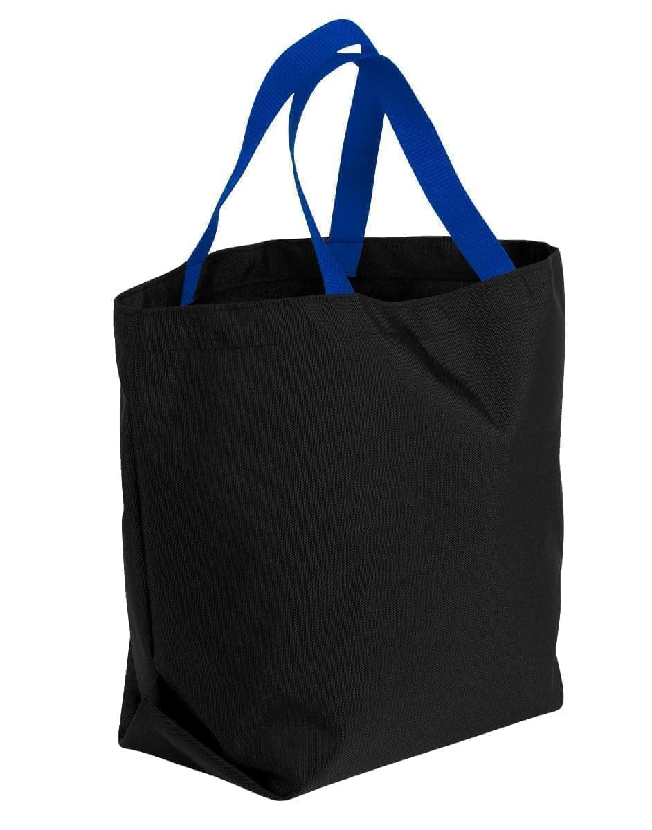USA Made Canvas Grocery Tote Bags, Black-Royal Blue, 2BAD31UAH3