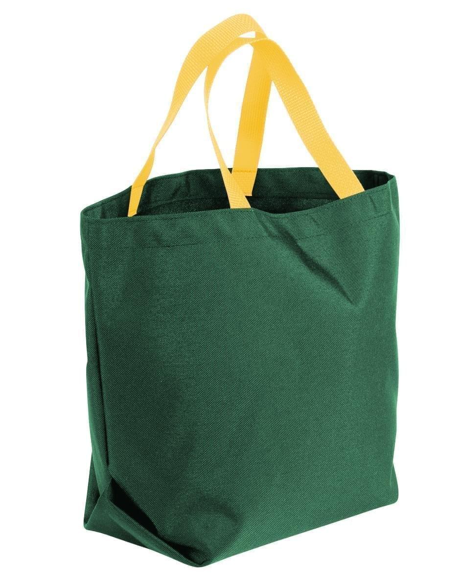 USA Made Canvas Grocery Tote Bags, Hunter Green-Gold, 2BAD31UAI5