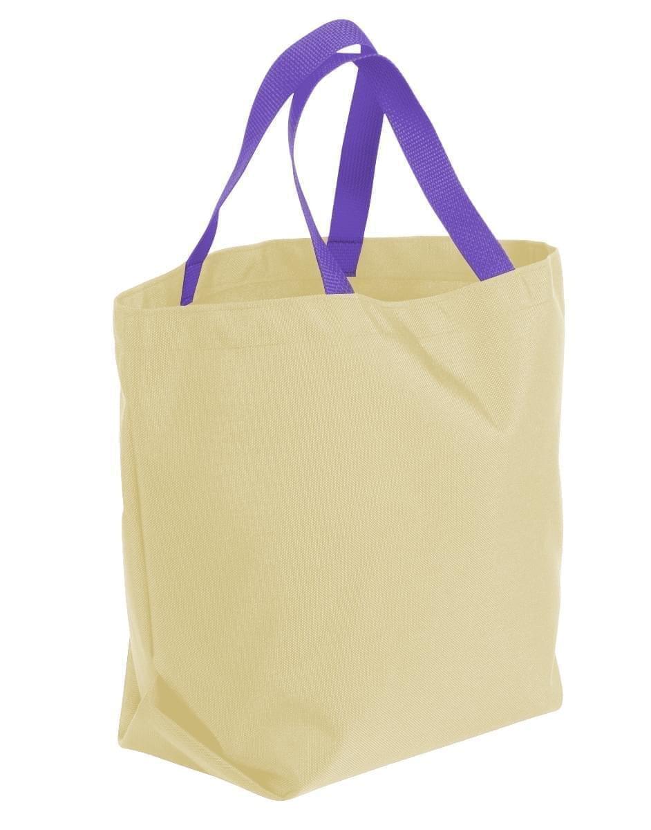 USA Made Canvas Grocery Tote Bags, Natural-Purple, 2BAD31UAK1