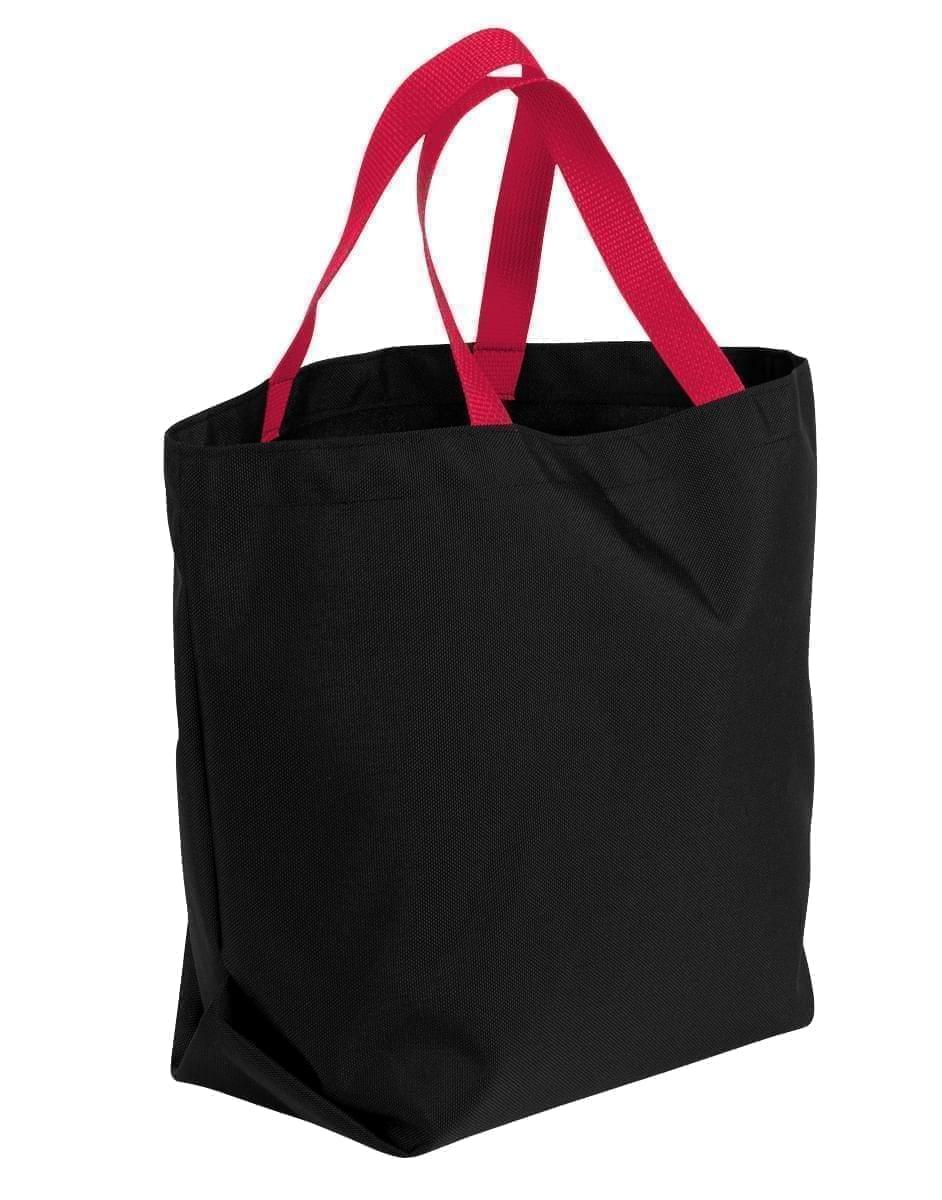 USA Made Poly Convention Expo Tote Bags, Black-Red, 2BAD31UAO2