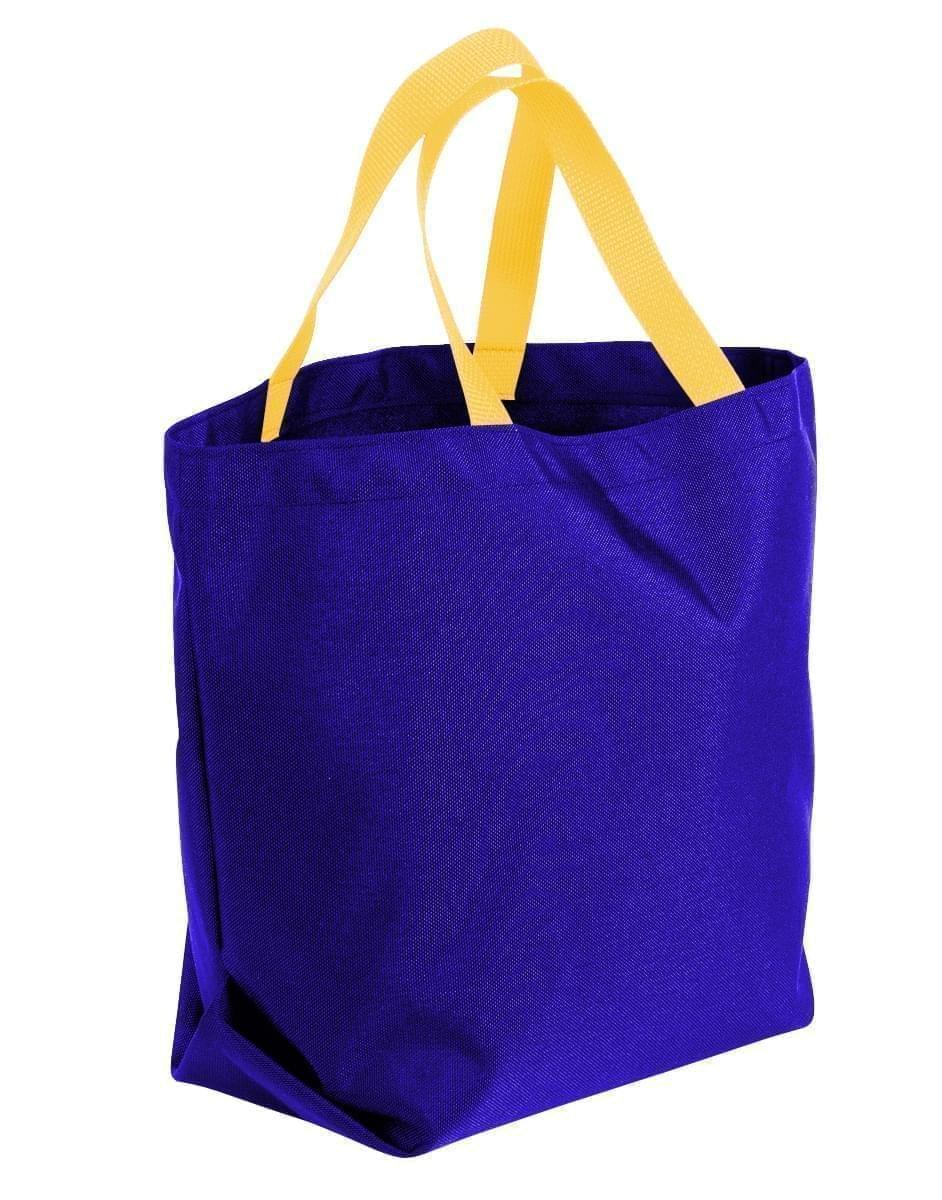 USA Made Poly Convention Expo Tote Bags, Purple-Gold, 2BAD31UAY5