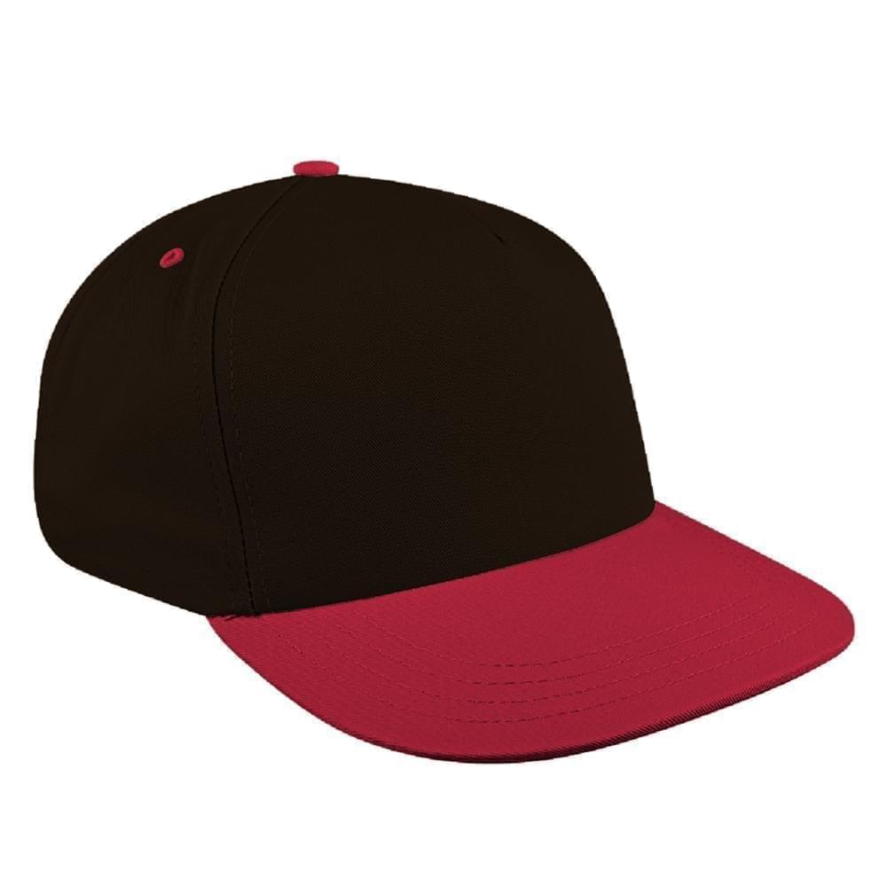 Black-Red Brushed Leather Skate Hat
