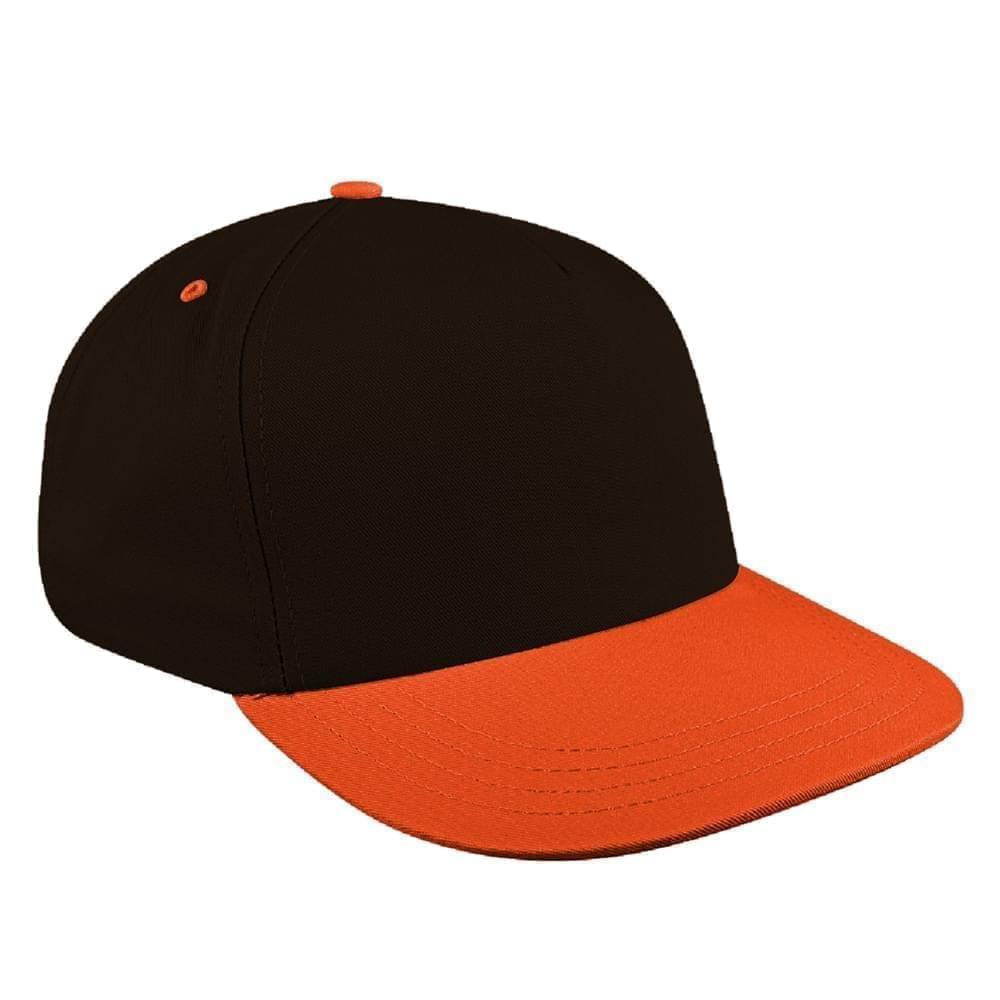 Black-Orange Brushed Leather Skate Hat