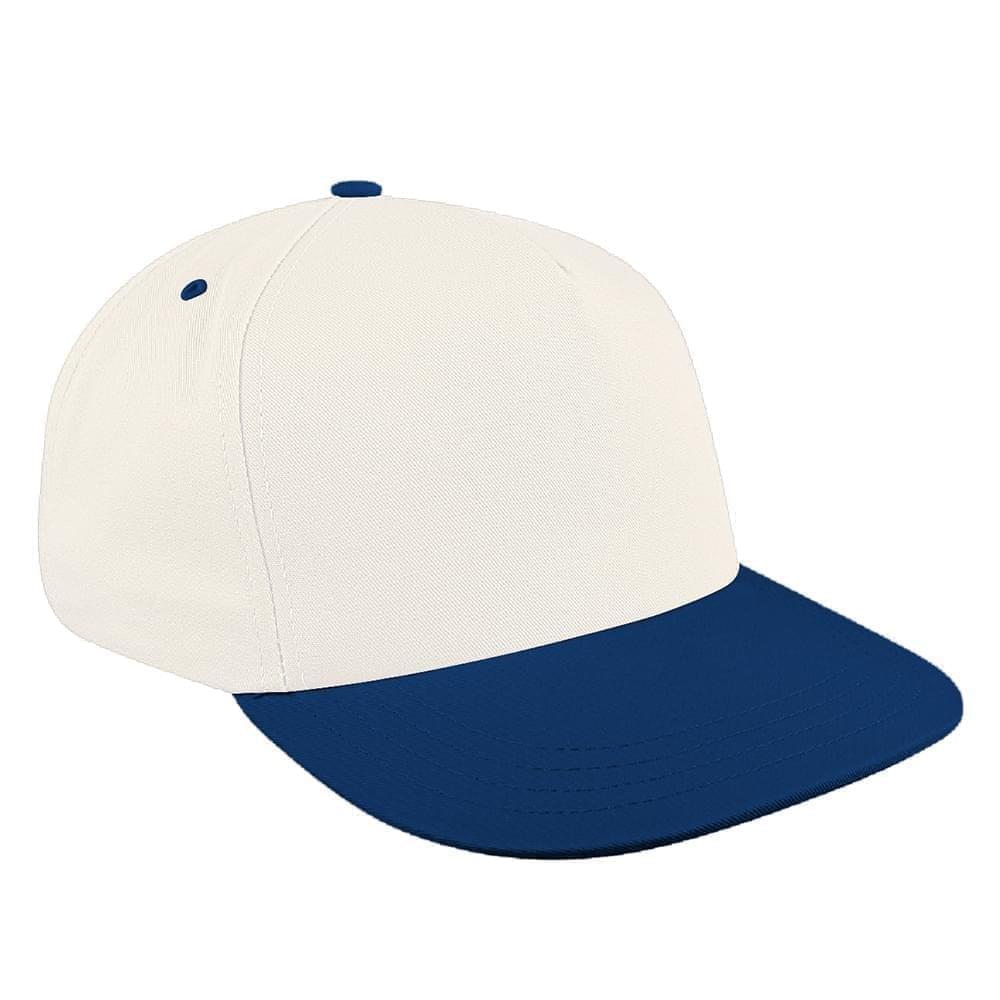 White-Navy Brushed Self Strap Skate Hat