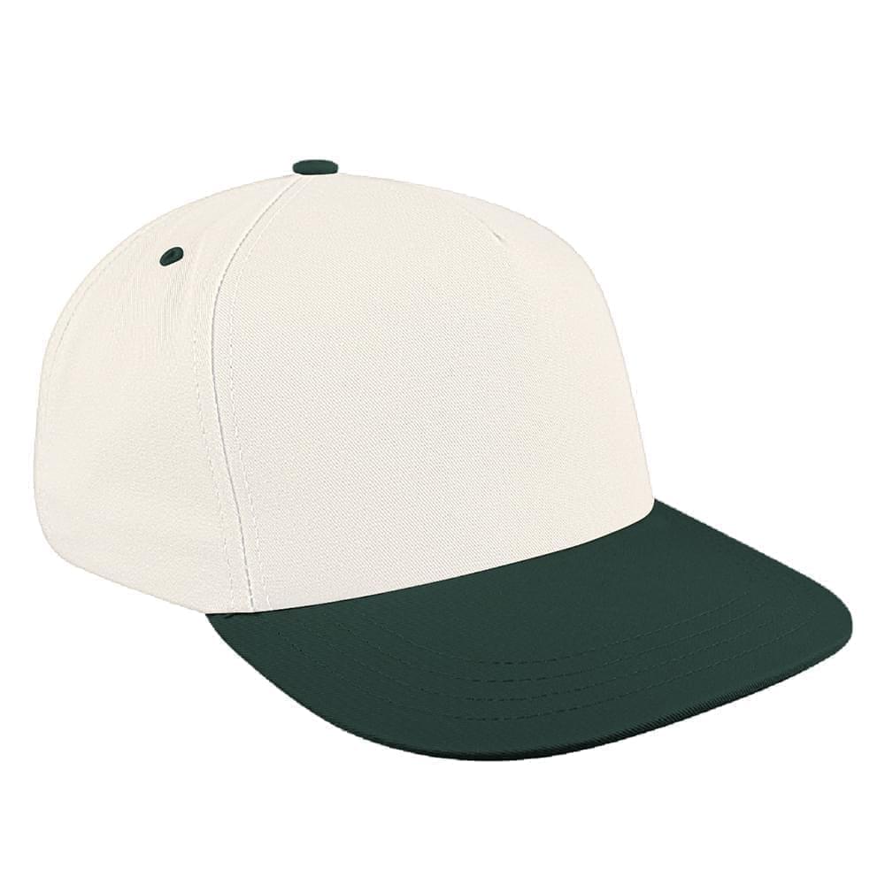 White-Hunter Green Brushed Leather Skate Hat
