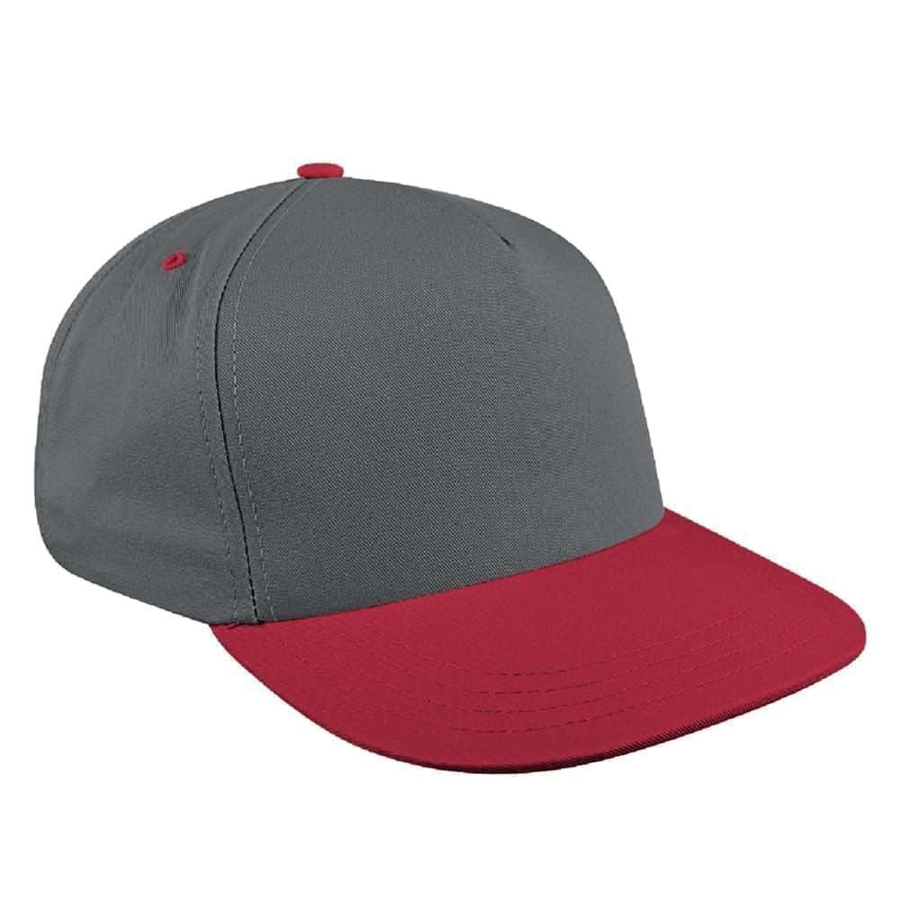 Light Gray-Red Brushed Self Strap Skate Hat