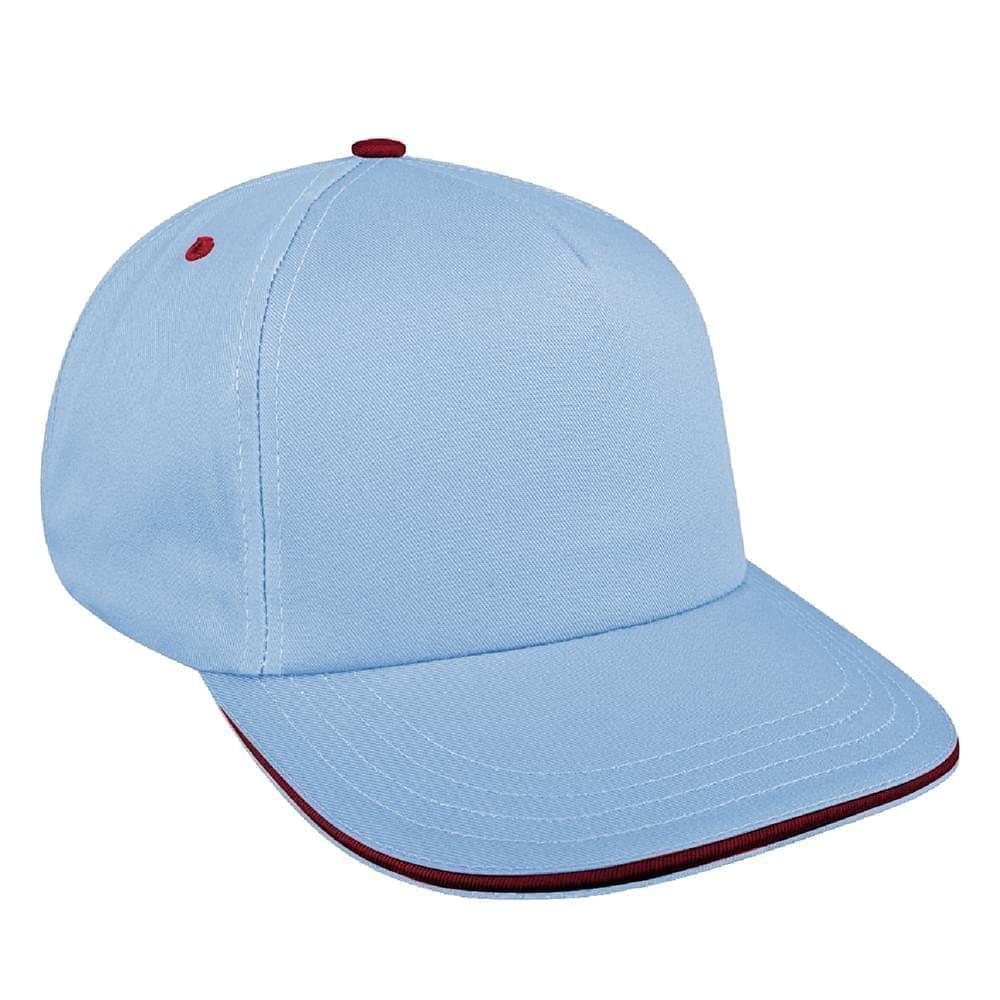 Light Blue-Red Brushed Leather Skate Hat
