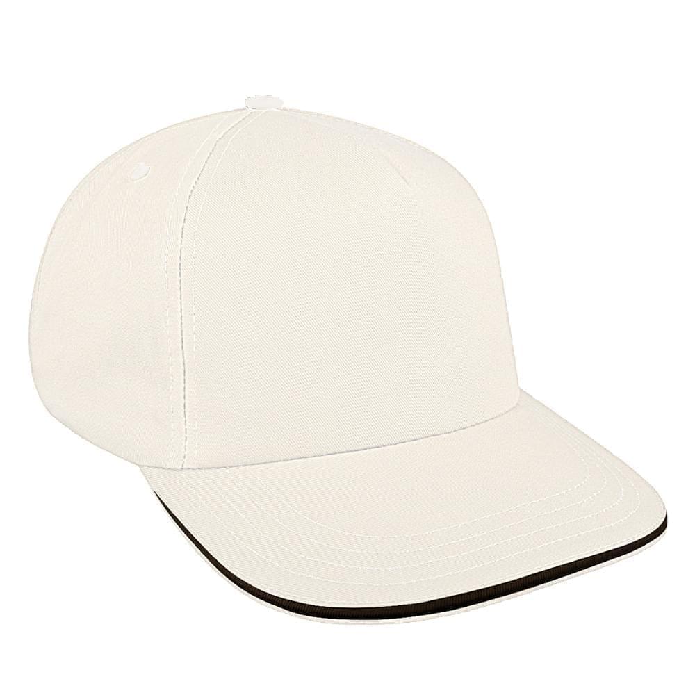 White-Black Canvas Self Strap Skate Hat