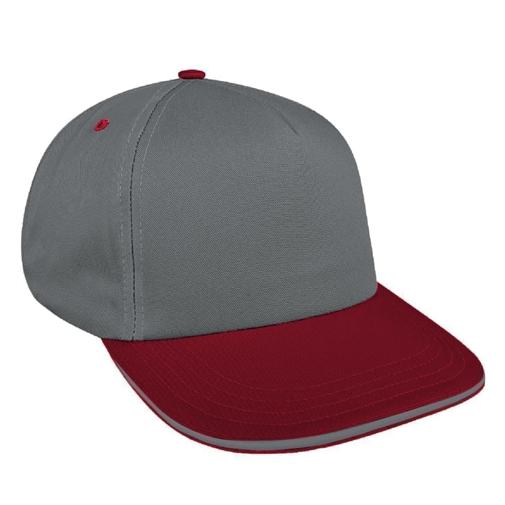 Light Gray-Red Brushed Leather Skate Hat