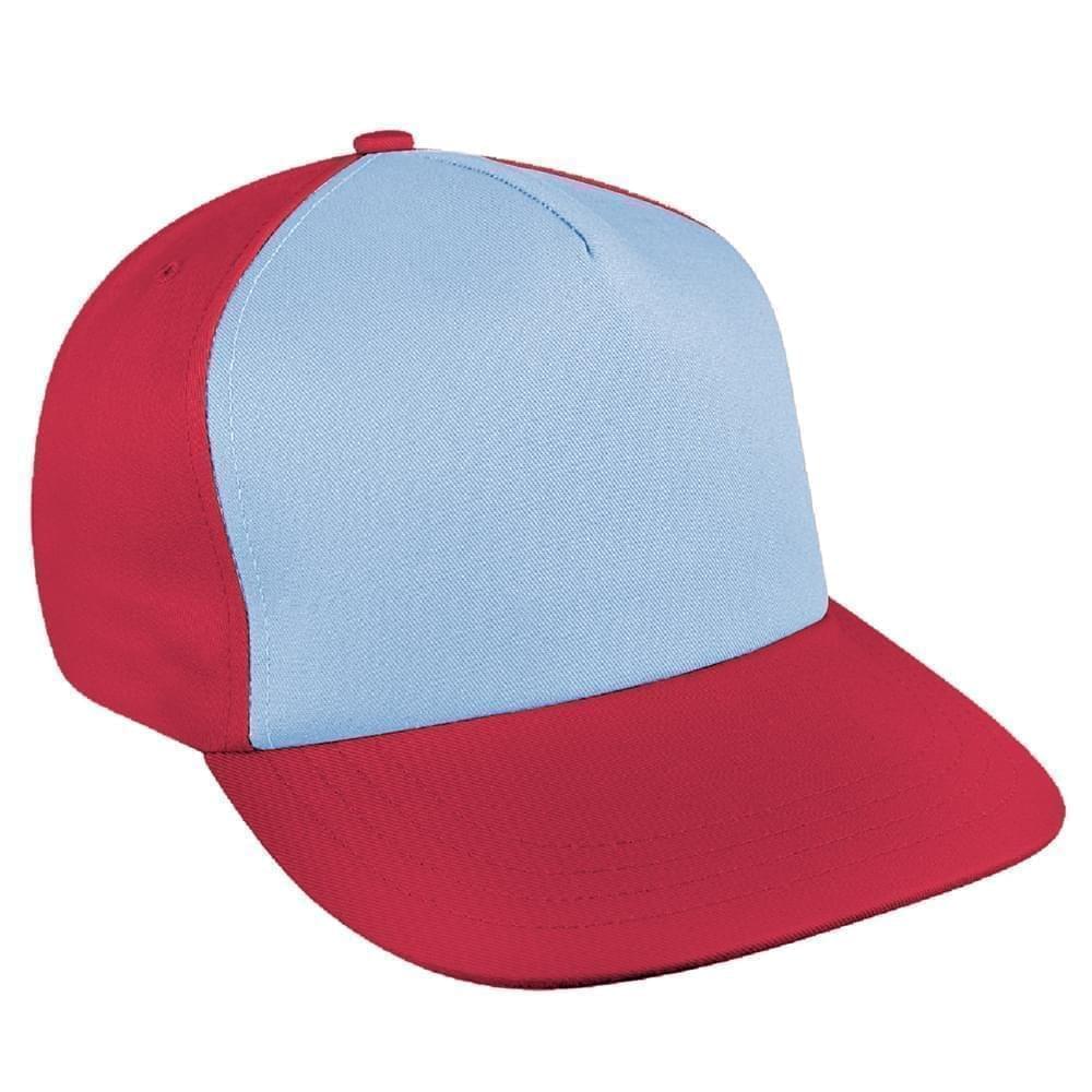 Light Blue-Red Brushed Leather Skate Hat