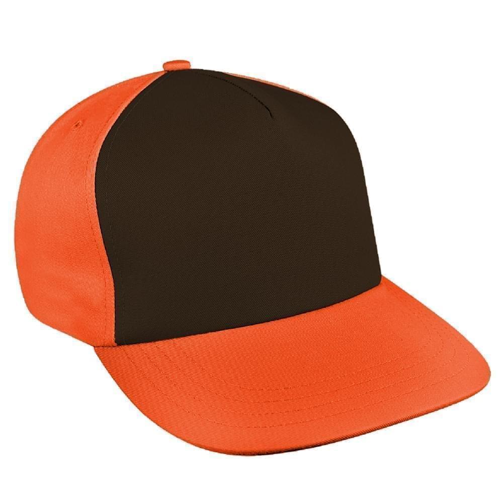 Black-Orange Brushed Leather Skate Hat