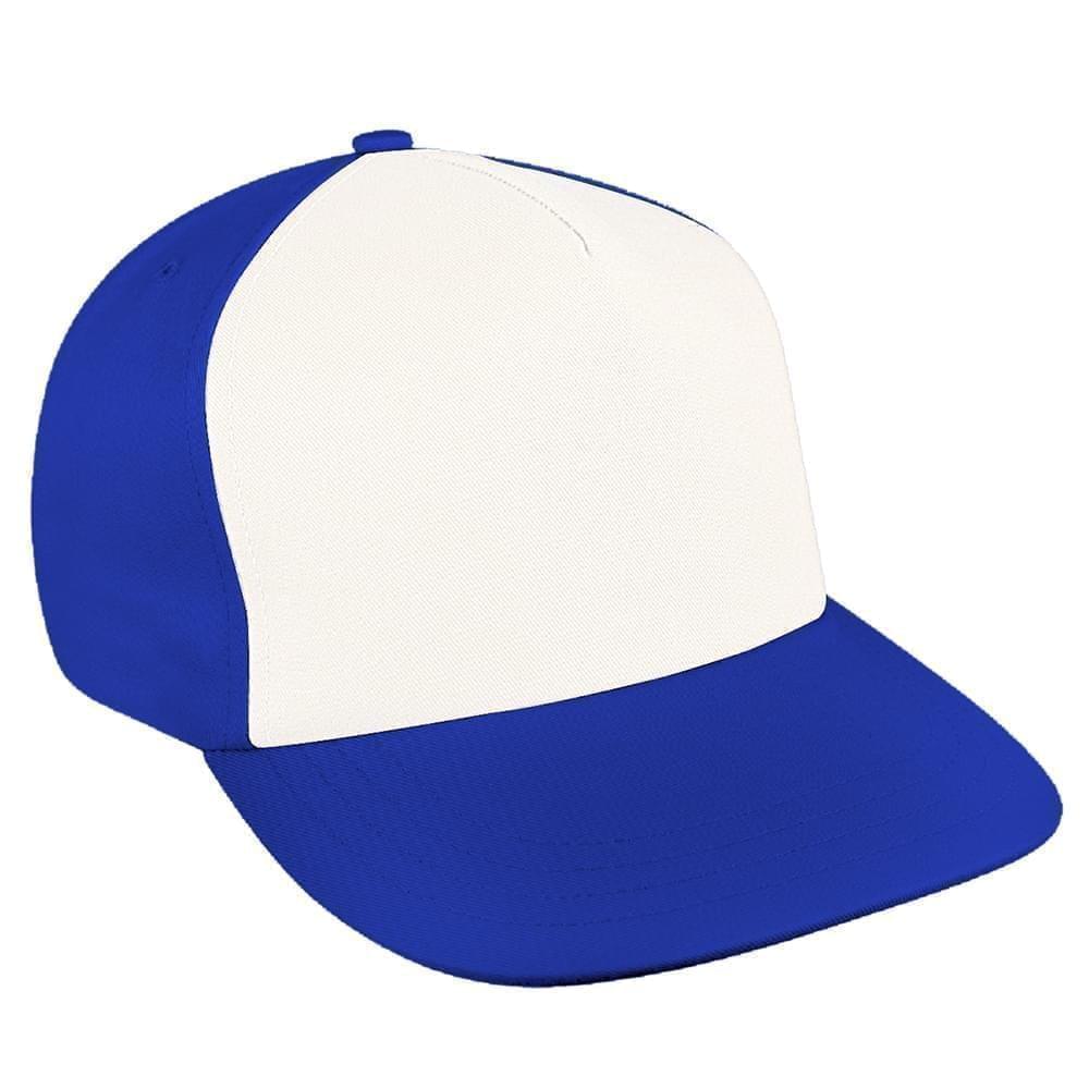 White-Royal Blue Brushed Leather Skate Hat