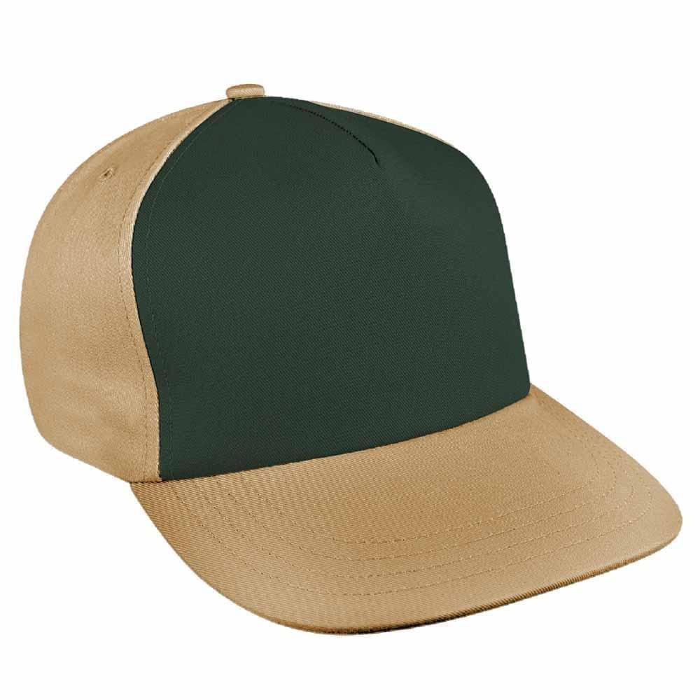 Hunter Green-Khaki Brushed Self Strap Skate Hat