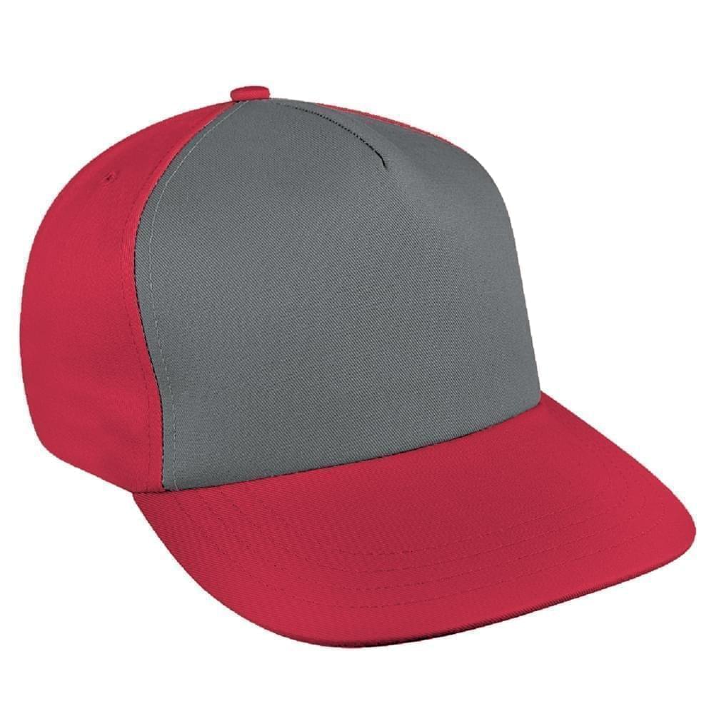 Light Gray-Red Brushed Leather Skate Hat