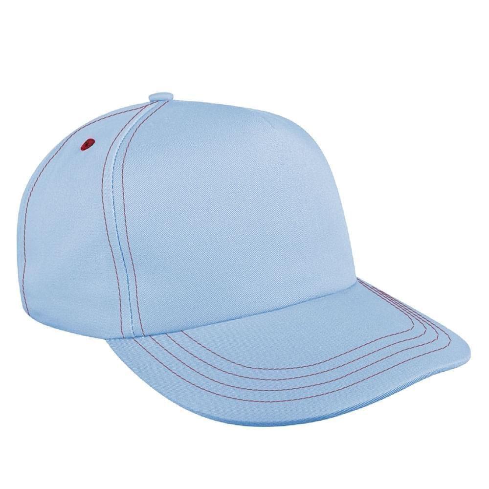 Light Blue-Red Brushed Snapback Skate Hat
