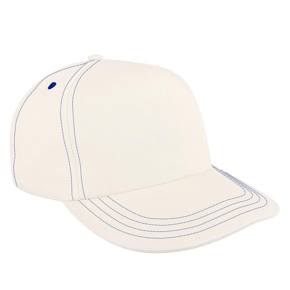 White-Royal Blue Brushed Leather Skate Hat