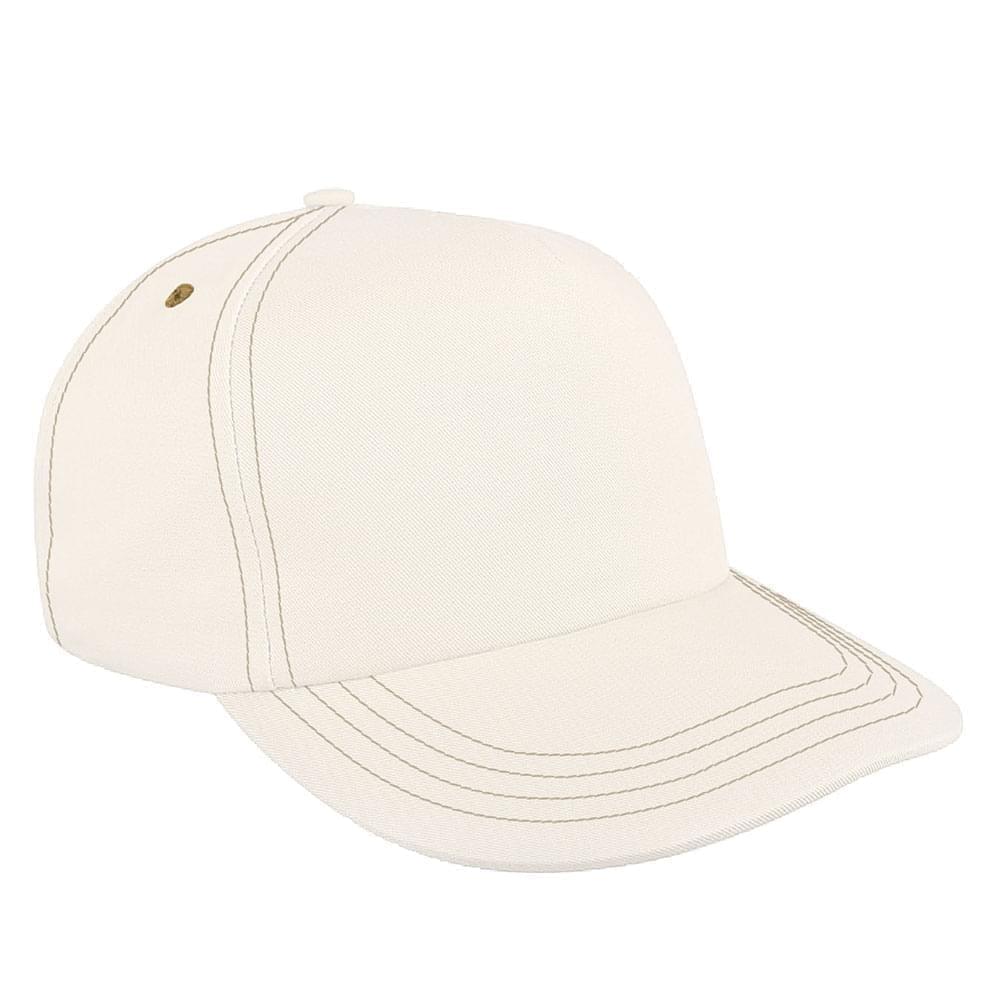 White-Khaki Brushed Leather Skate Hat