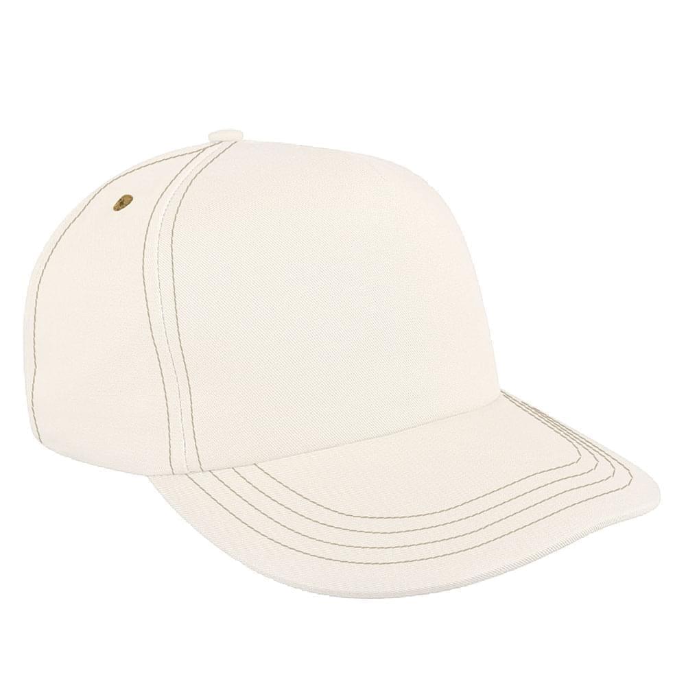 White-Khaki Brushed Snapback Skate Hat