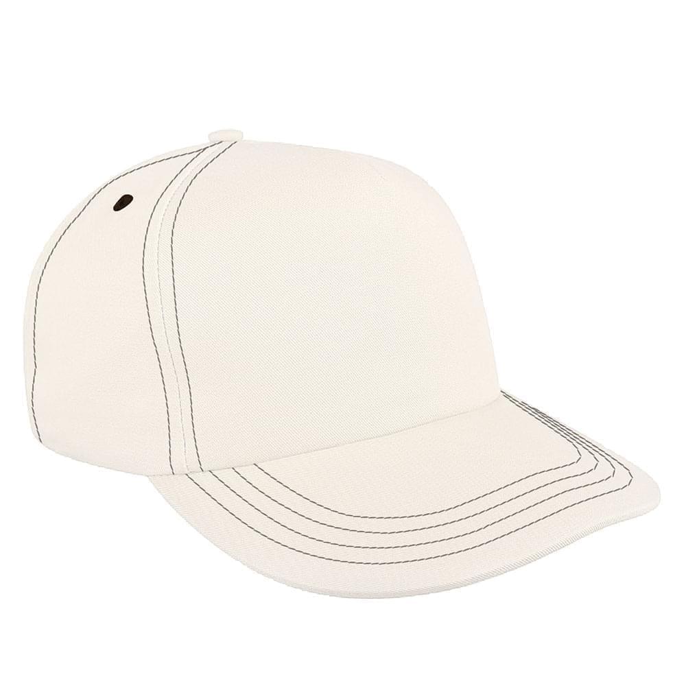 White-Black Brushed Leather Skate Hat