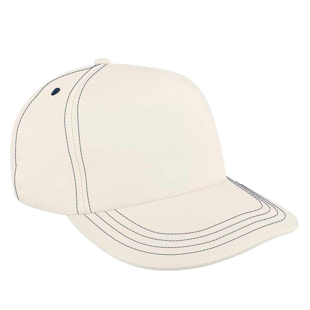 White-Navy Brushed Snapback Skate Hat