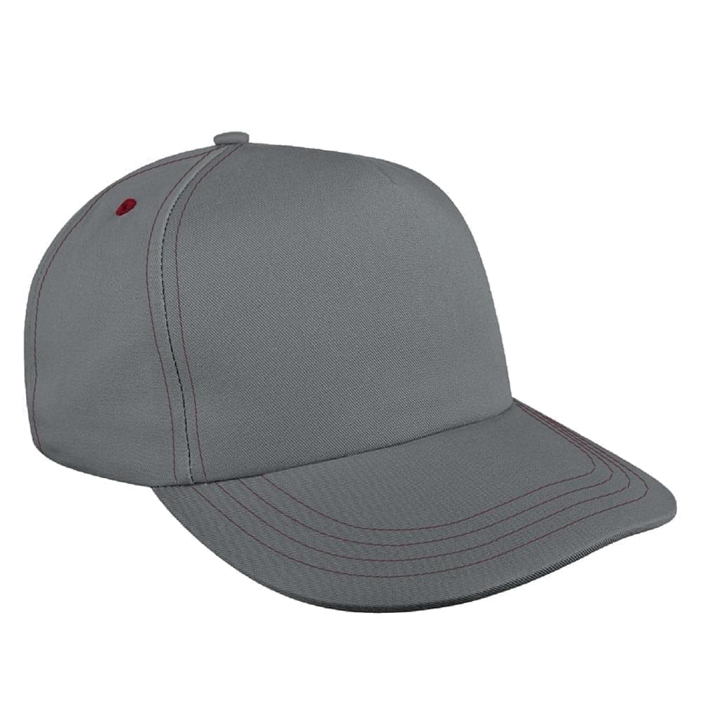 Light Gray-Red Brushed Leather Skate Hat
