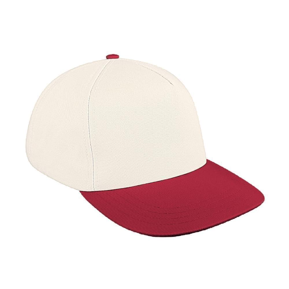 White-Red Brushed Leather Skate Hat