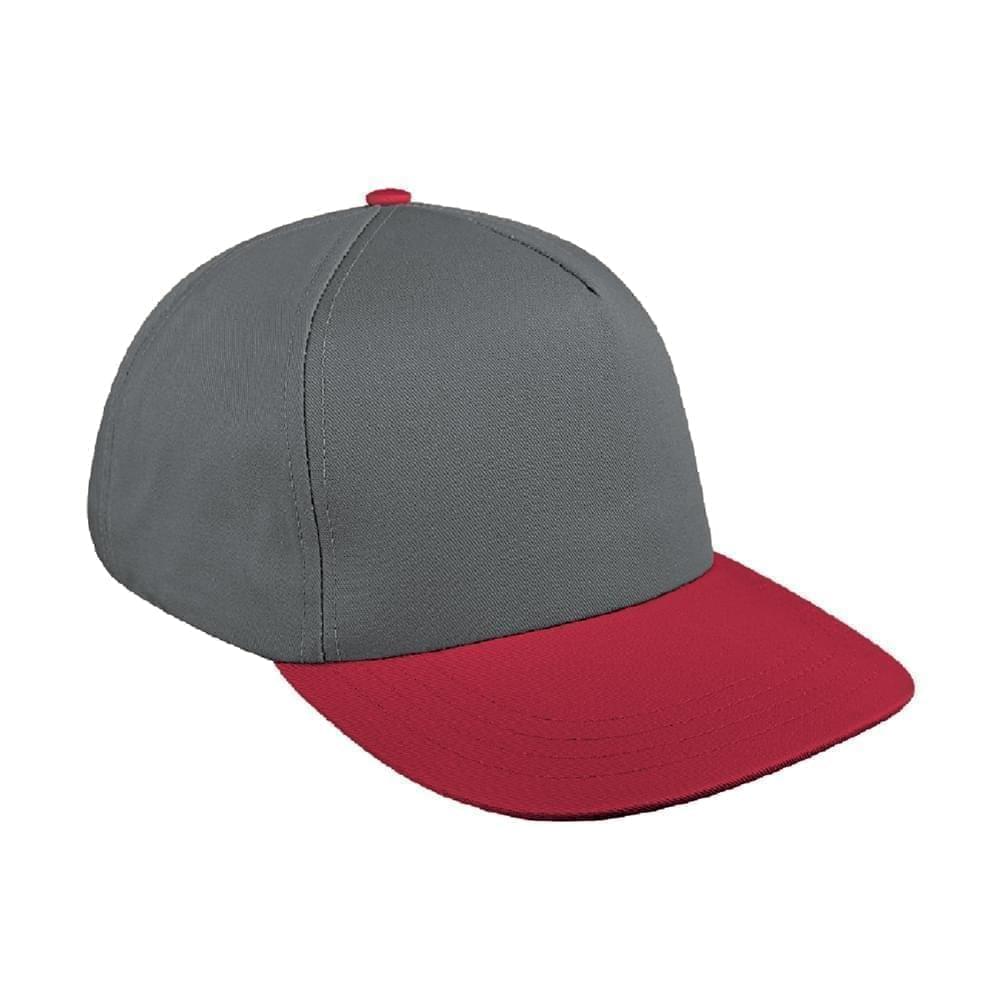 Light Gray-Red Brushed Leather Skate Hat