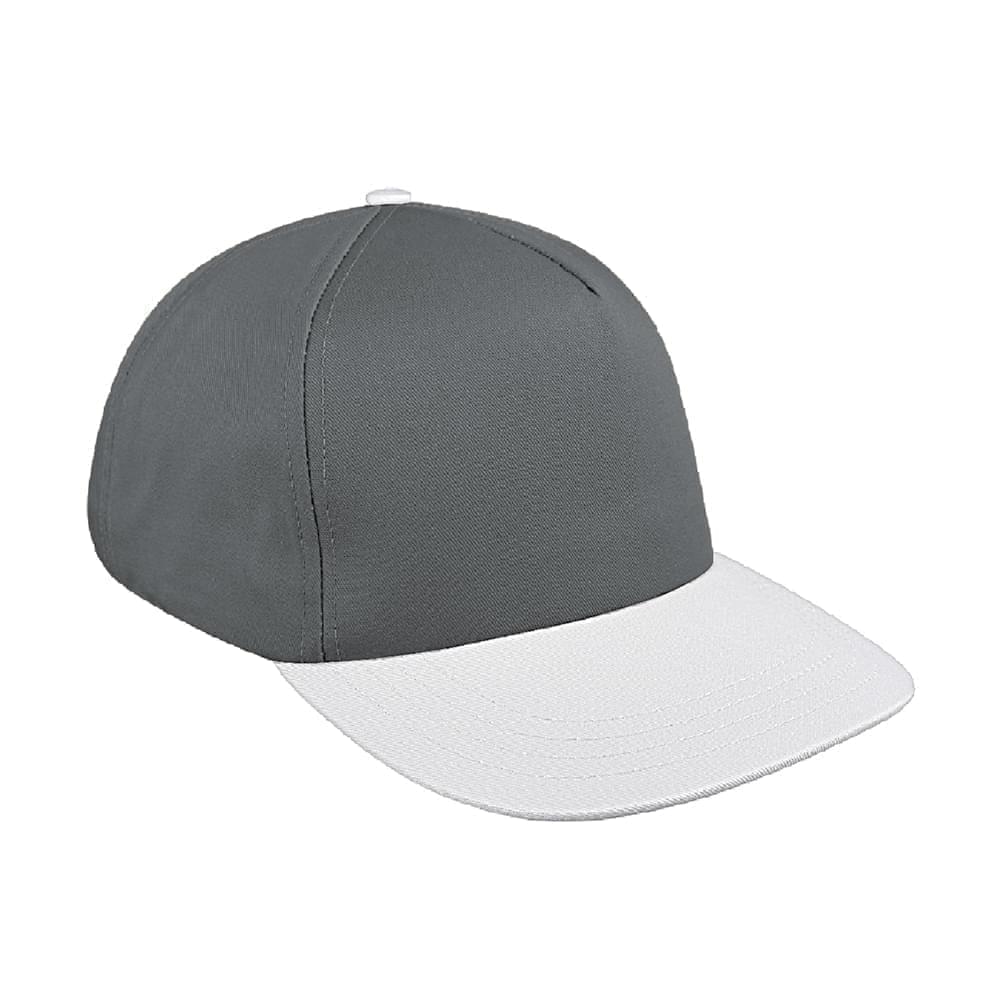 Light Gray-White Brushed Leather Skate Hat
