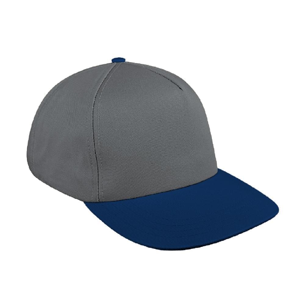 Light Gray-Navy Brushed Leather Skate Hat