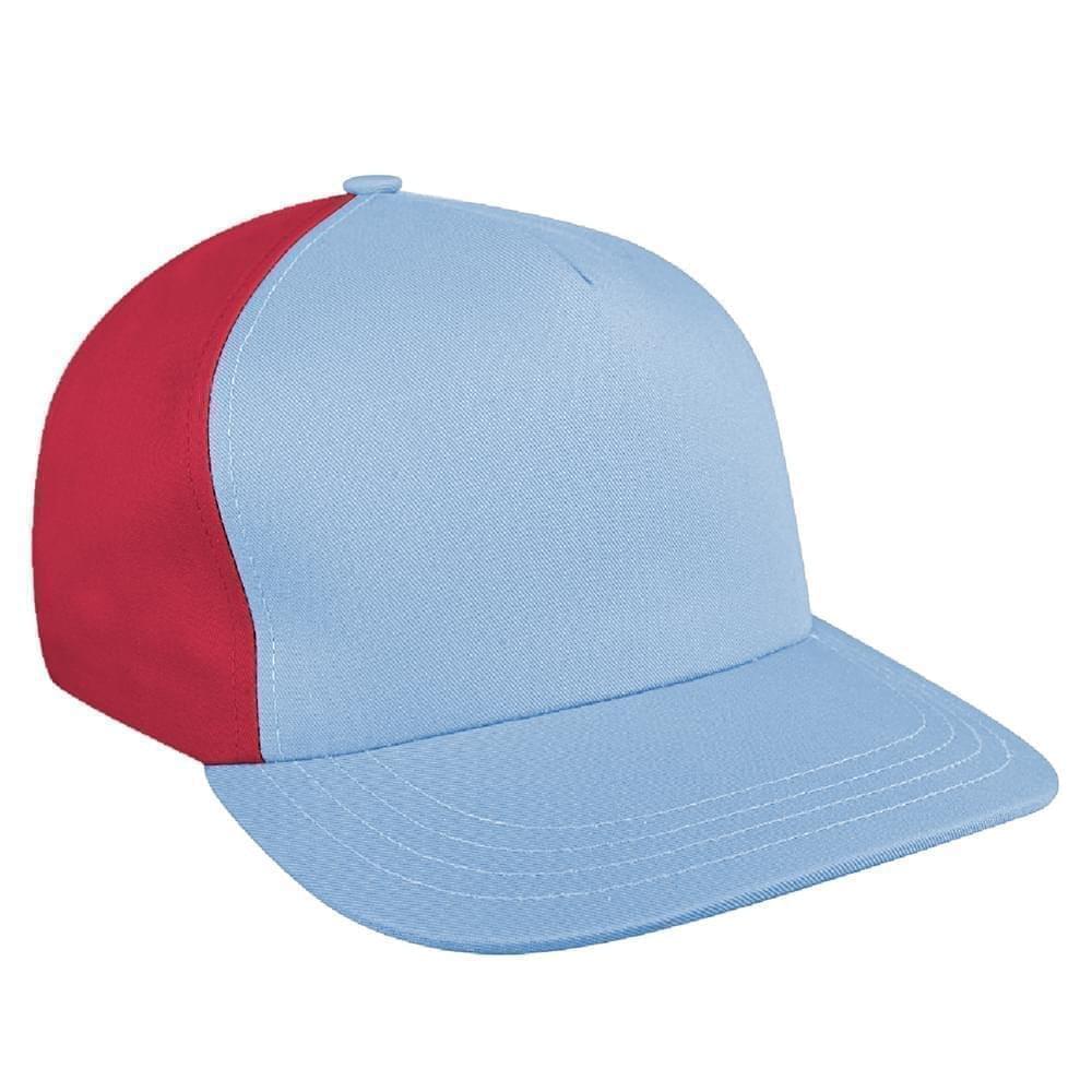 Light Blue-Red Brushed Self Strap Skate Hat