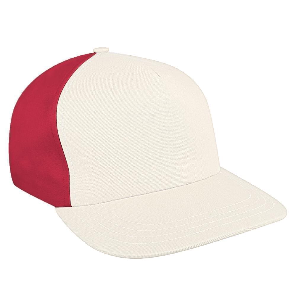 White-Red Brushed Leather Skate Hat