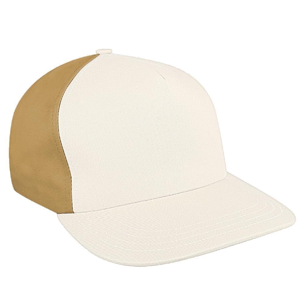 White-Khaki Brushed Leather Skate Hat