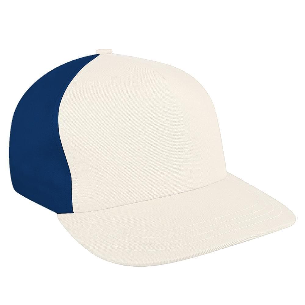 White-Navy Brushed Snapback Skate Hat
